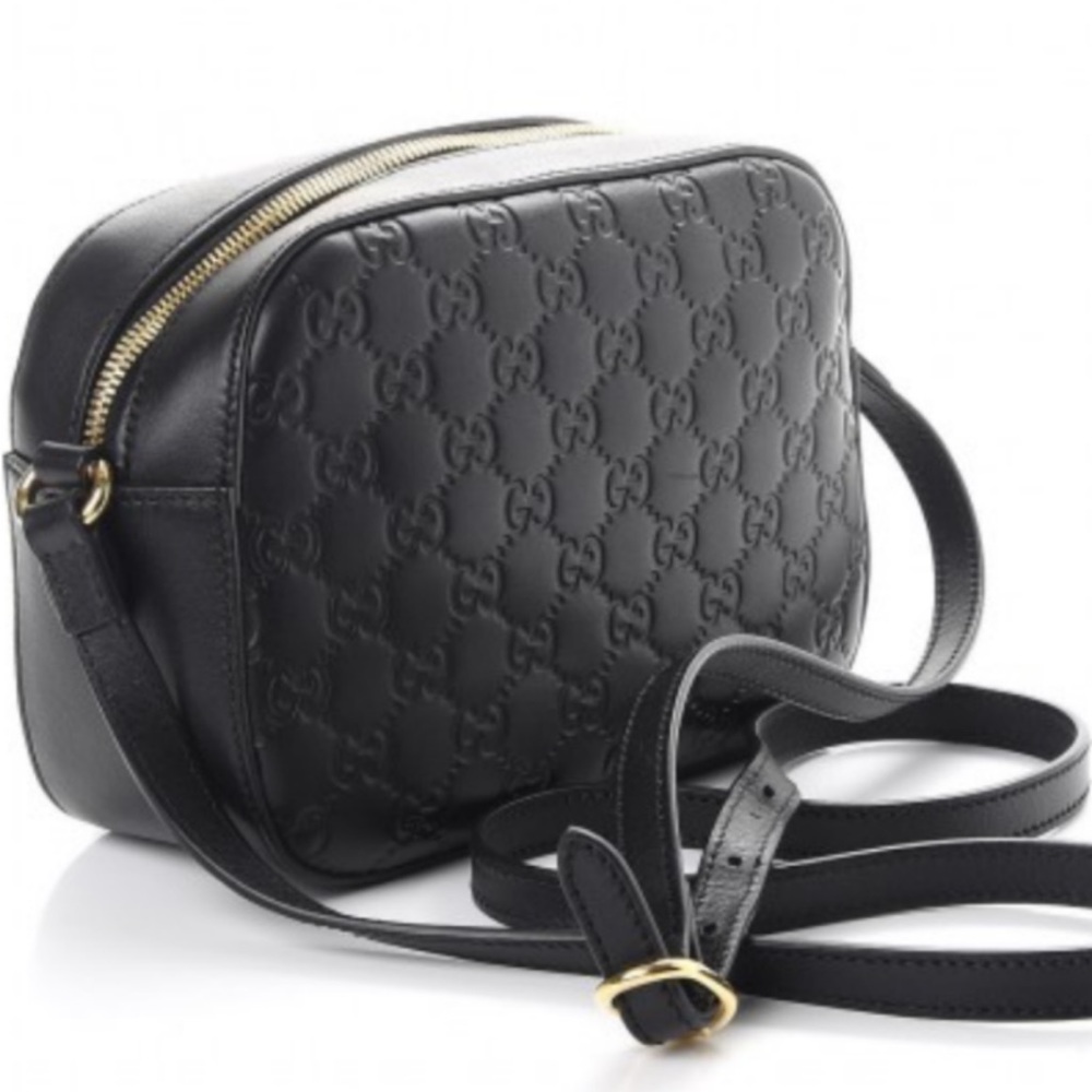 Gucci Black Leather Guccissima Mini Bree Crossbody Bag